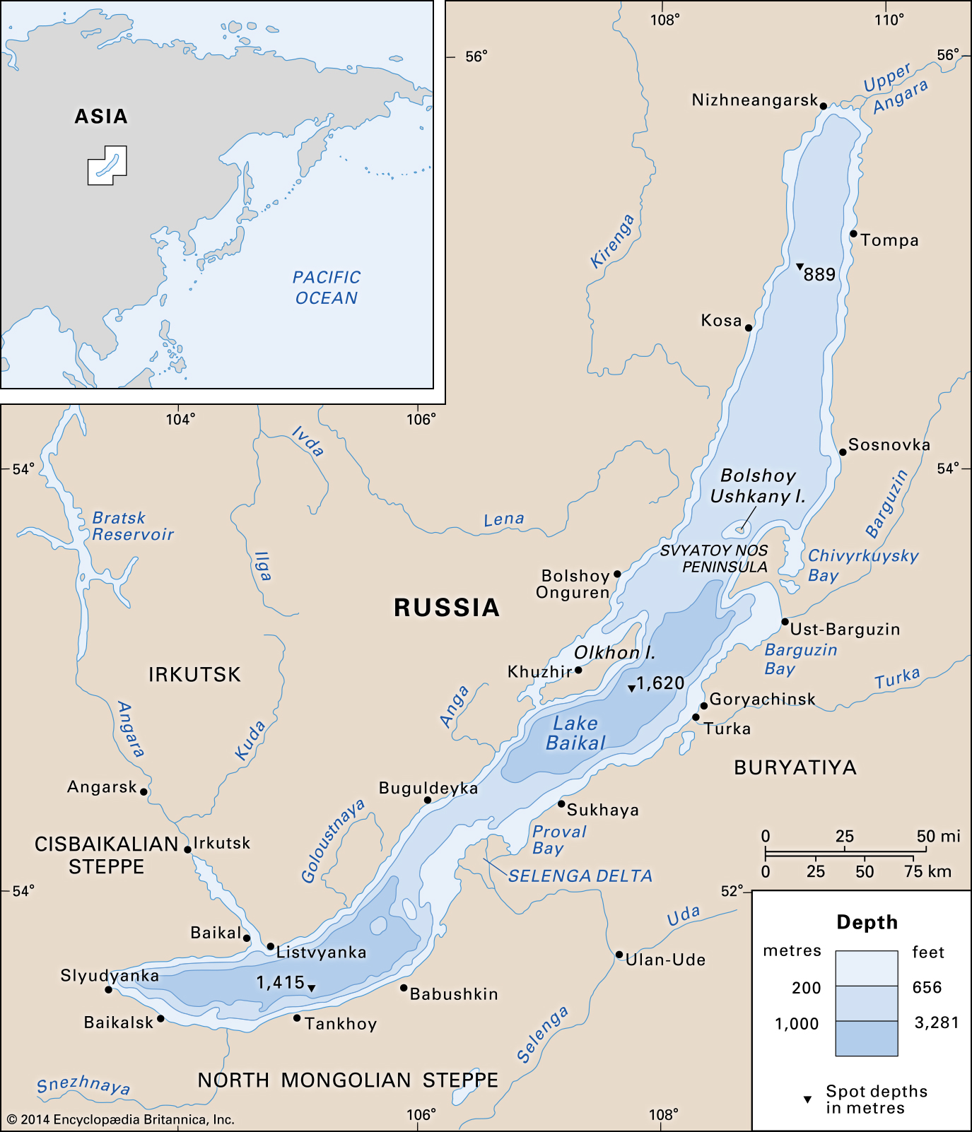 Расположение озера Байкал